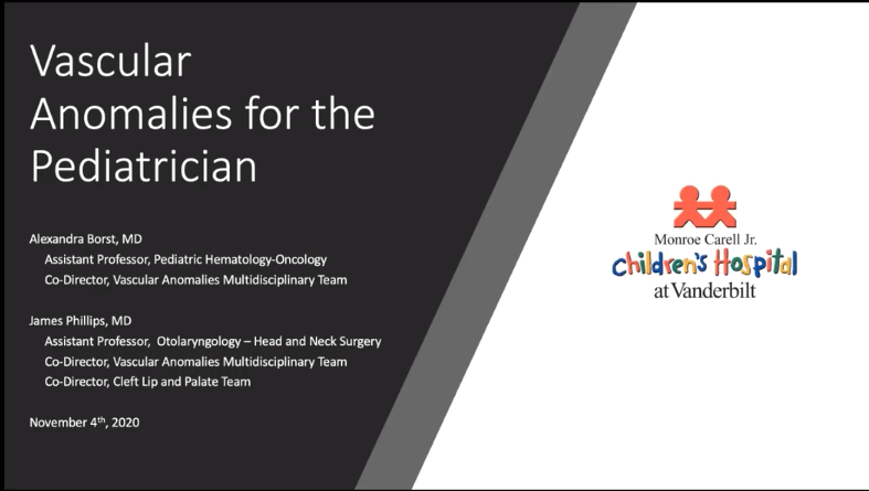 CPF Education Series: Vascular Anomalies for the Pediatrician